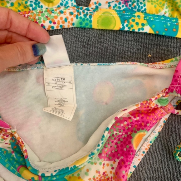 Lot of 4 bright Roxy and Lucky Brand bikinis Sz S - Picture 15 of 16